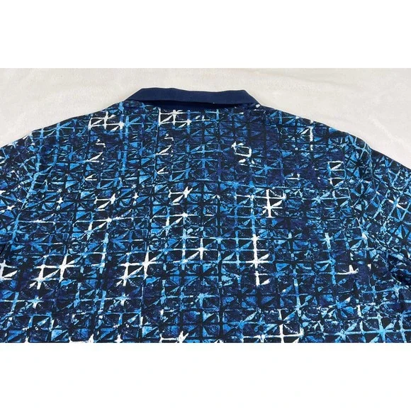 ROBERT GRAHAM Geometric Men's Sz Large Abstract Camouflage Print Blue Polo Shirt